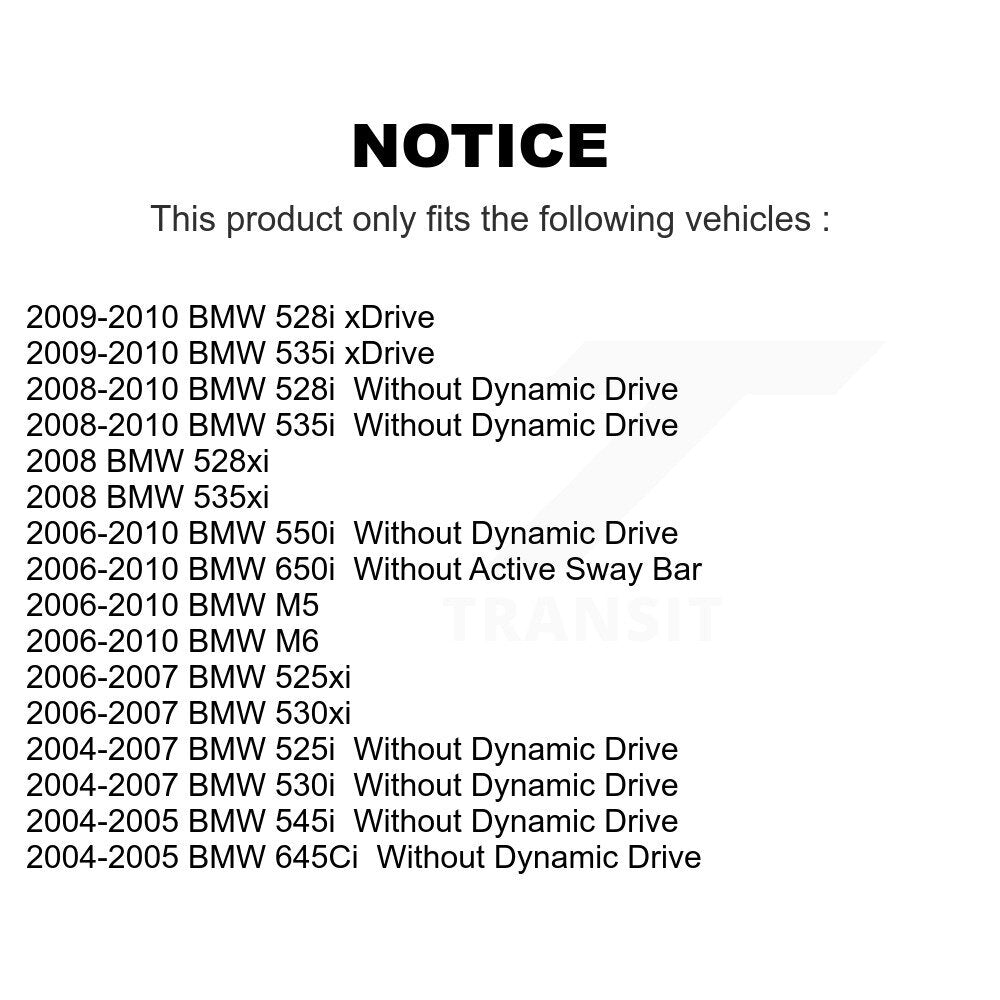 [Arrière] Kit de biellette de barre stabilisatrice de suspension pour BMW 530i 528i 525i 650i 535i 530xi 550i 535xi xDrive 645Ci 528xi 545i 525xi M5 M6 KTR-100971