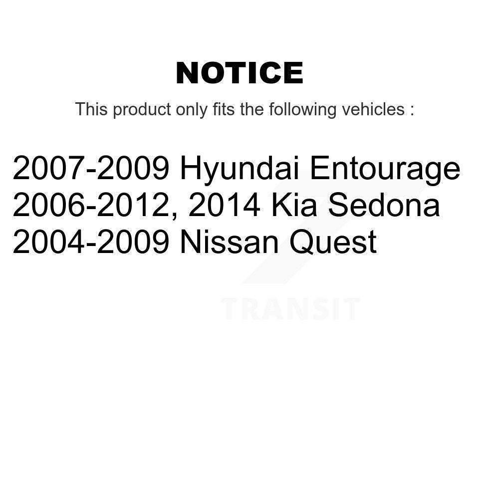 [Arrière] Kit de biellette de barre stabilisatrice de suspension pour Kia Sedona Nissan Quest Hyundai Entourage KTR-101002
