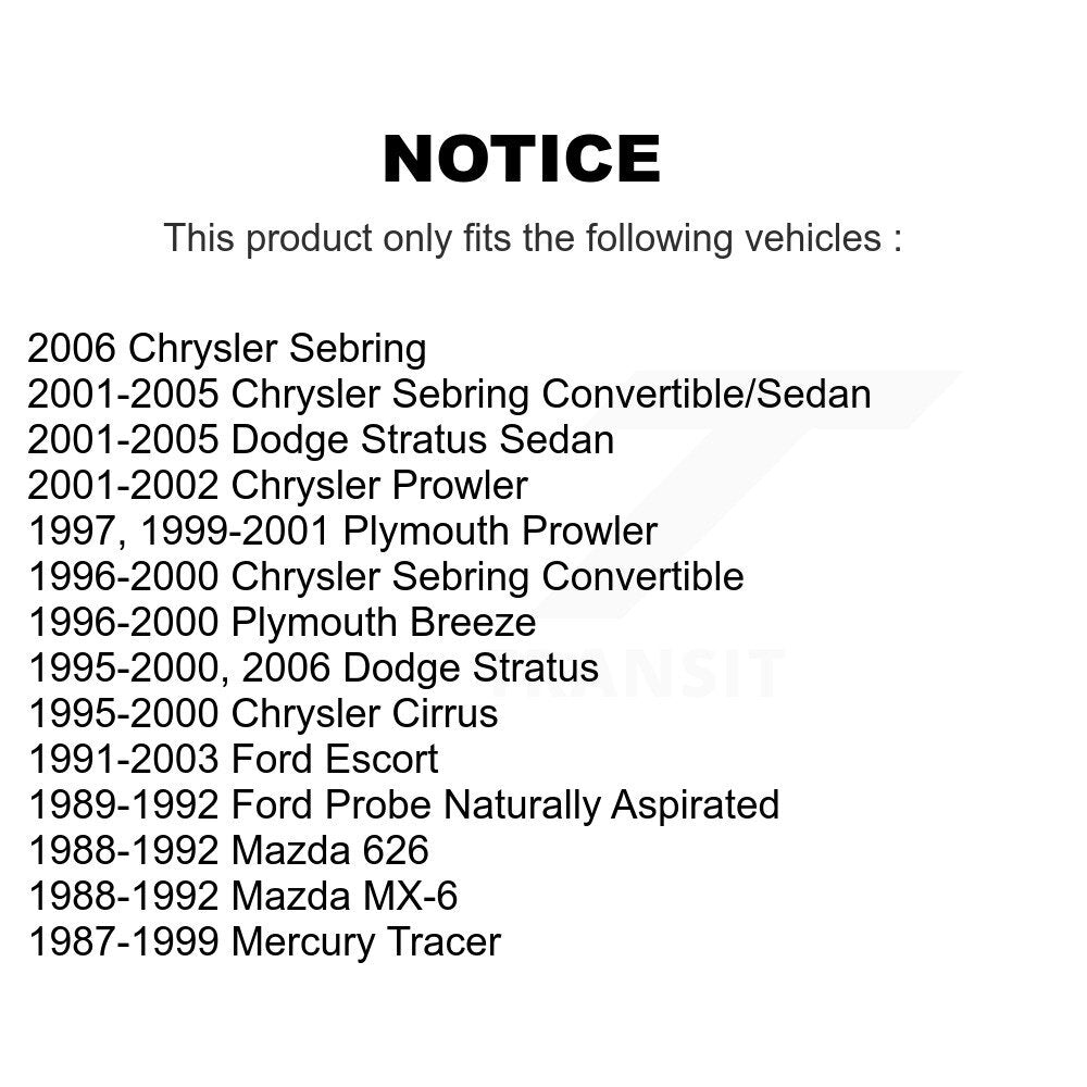 [Arrière] Kit de biellette de barre stabilisatrice de suspension pour Jeep Patriot Compass Chrysler Sebring Dodge Stratus Ford Escort Mercury Tracer Cirrus Plymouth Breeze Probe KTR-101042
