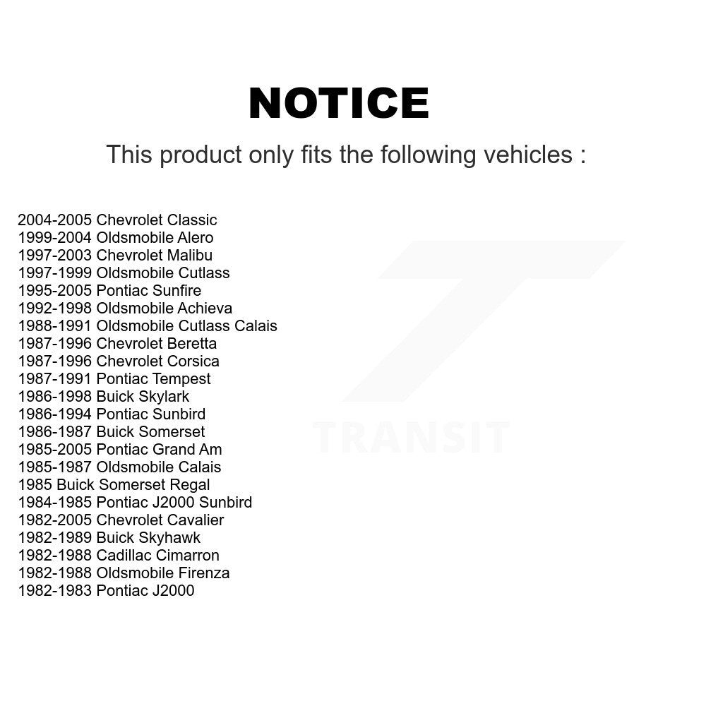 [Inférieur avant] Kit de Rotule de suspension pour Chevrolet Cavalier Pontiac Grand Am Malibu Oldsmobile Alero Sunfire Classic Corsica Buick Skylark Cutlass Beretta Sunbird Achieva Calais Skyhawk J2000 KTR-101184