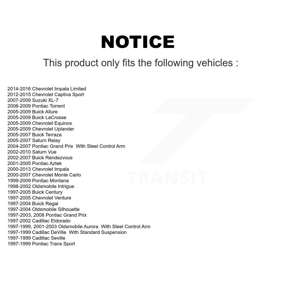 [Inférieur avant] Kit de Rotule de suspension pour Chevrolet Impala Buick Pontiac Grand Prix Saturn Vue Century Equinox LaCrosse Rendezvous Monte Carlo Venture Uplander Oldsmobile Limited Regal Captiva KTR-101186