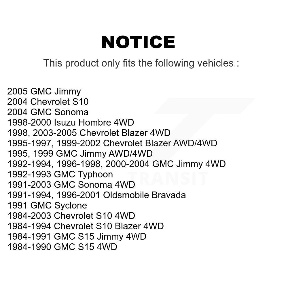 [Inférieur avant] Kit de Rotule de suspension pour Chevrolet S10 Blazer GMC Sonoma Jimmy Oldsmobile Bravada S15 Isuzu Hombre Typhoon Syclone KTR-101188