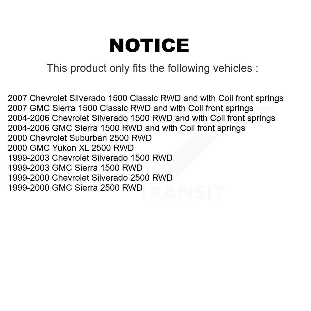 [Inférieur avant] Kit de Rotule de suspension pour Chevrolet Silverado 1500 GMC Sierra Classic 2500 Suburban Yukon XL KTR-101196
