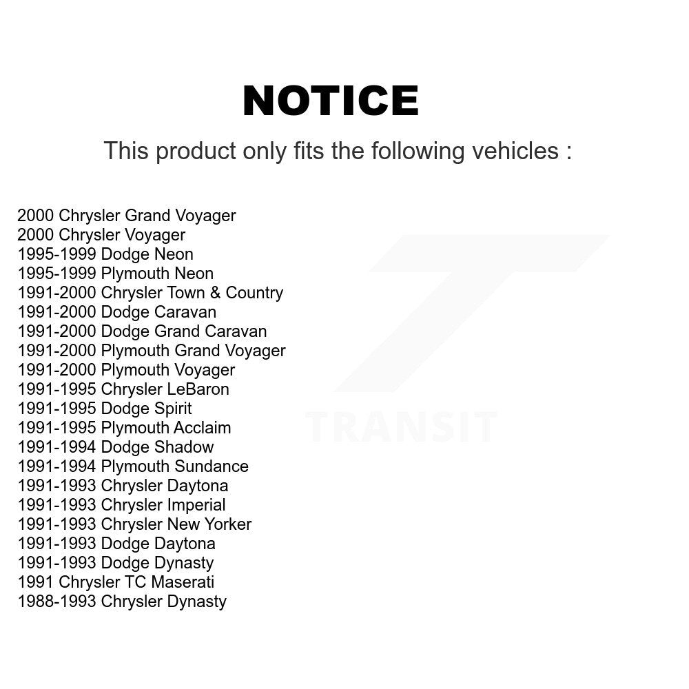 [Inférieur avant] Kit de Rotule de suspension pour Dodge Grand Caravan Plymouth Chrysler Town & Country Voyager Neon LeBaron Acclaim Spirit New Yorker Dynasty Shadow Sundance Imperial Daytona TC KTR-101204