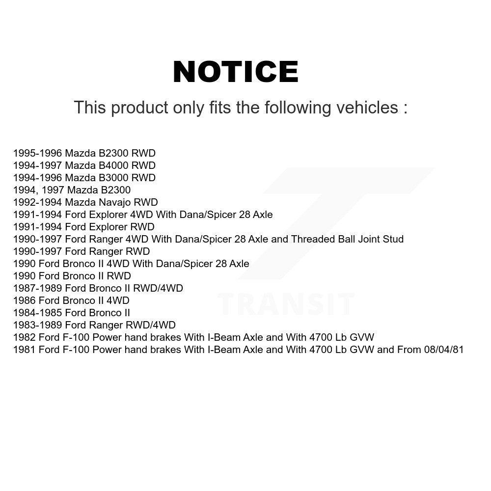 [Inférieur avant] Kit de Rotule de suspension pour Ford Ranger Explorer Mazda Bronco II B2300 B4000 F-100 B3000 Navajo KTR-101248