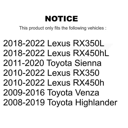 [Avant] Kit de Rotule de suspension pour Toyota Highlander Lexus Sienna RX350 Venza RX450h RX350L RX450hL KTR-101280