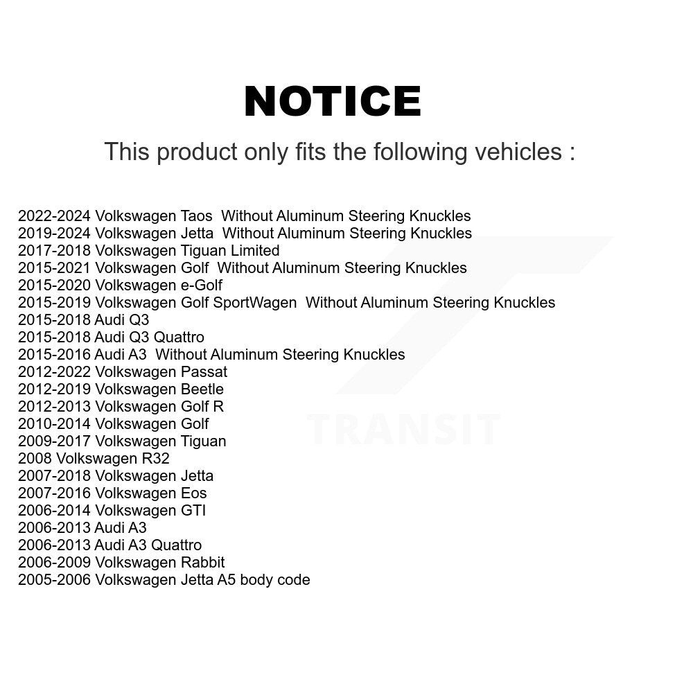 [Avant] Kit de Rotule de suspension pour Volkswagen Jetta Passat Tiguan Beetle Audi GTI Q3 Eos Golf Rabbit A3 Quattro R R32 KTR-101282