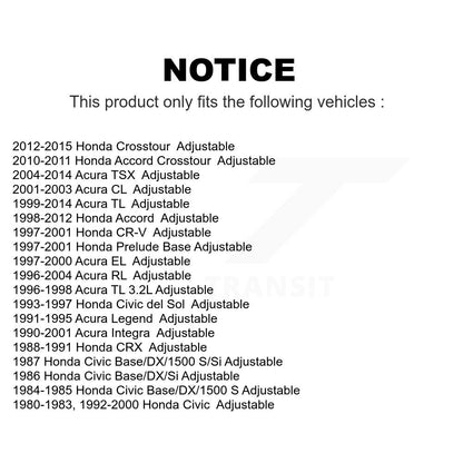 [Avant] Kit de Rotule de suspension pour Honda Accord Acura Civic TL TSX CR-V Integra Crosstour RL CL del Sol Prelude CRX Legend EL Adjustable KTR-101345