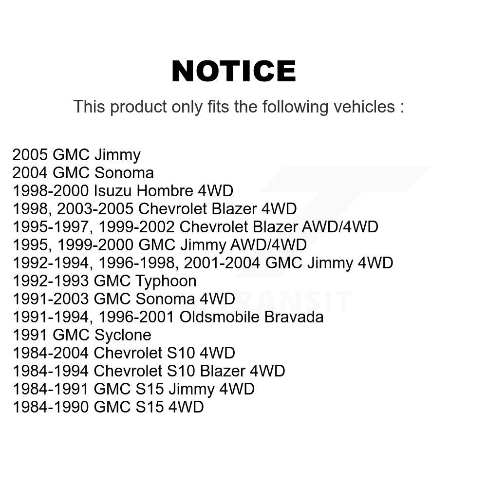 [Avant] Kit d'ensemble de bras de suspension et joint à rotule pour Chevrolet S10 Blazer GMC Sonoma Jimmy Oldsmobile Bravada S15 Isuzu Hombre Typhoon Syclone KTR-101498