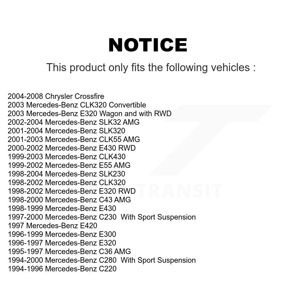 [Avant] Kit d'ensemble de bras de suspension et joint à rotule pour Mercedes-Benz E320 Chrysler Crossfire C230 CLK320 C280 CLK430 SLK320 SLK230 E430 C220 E420 CLK55 AMG E55 SLK32 C43 C36 KTR-101531