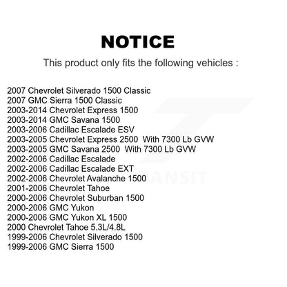 [Avant] Kit d'ensemble de bras de suspension et joint à rotule pour Chevrolet Silverado 1500 GMC Tahoe Sierra Suburban Yukon Avalanche XL Cadillac Express Classic Escalade 2500 Savana ESV EXT KTR-101575