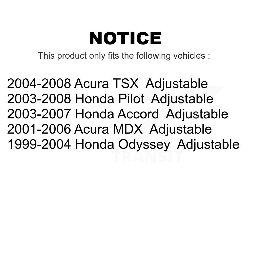 [Arrière] Kit d'ensemble de bras de suspension et joint à rotule pour Honda Accord Pilot Odyssey Acura MDX TSX Adjustable KTR-101620