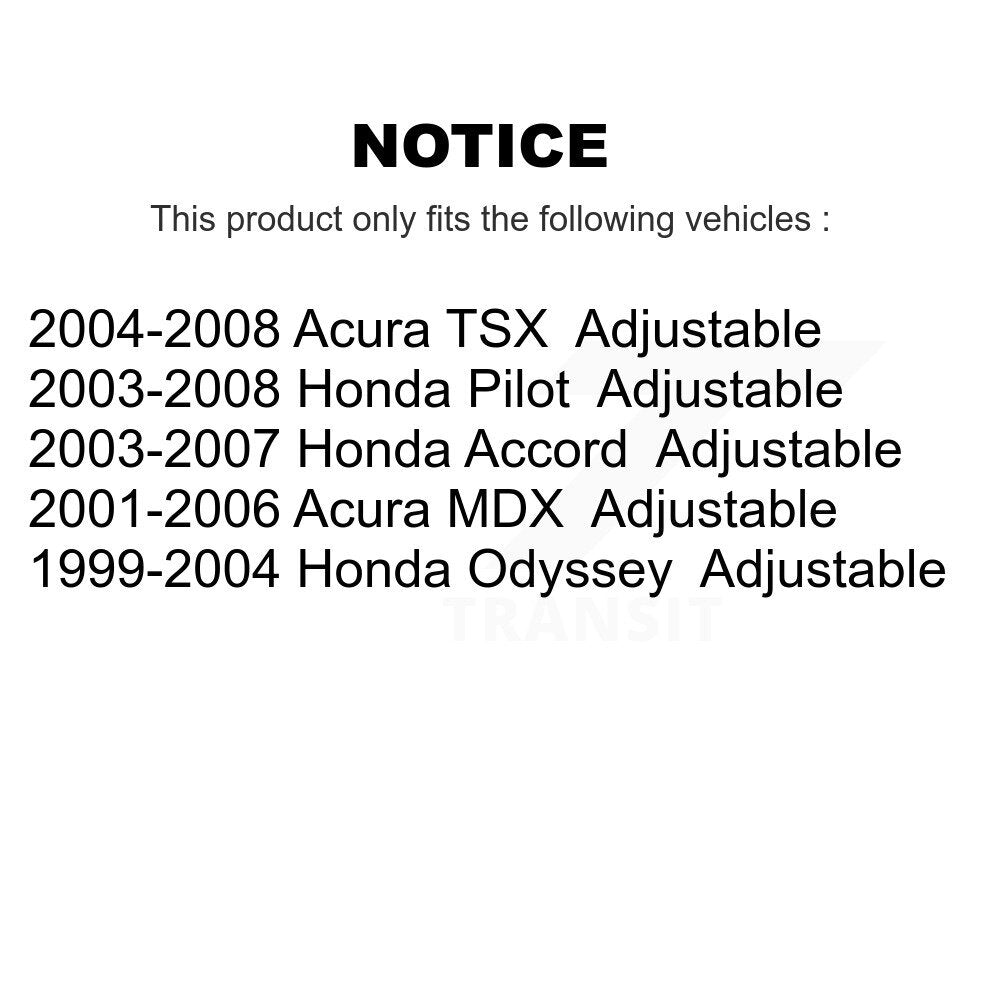[Arrière] Kit d'ensemble de bras de suspension et joint à rotule pour Honda Accord Pilot Odyssey Acura MDX TSX Adjustable KTR-101620