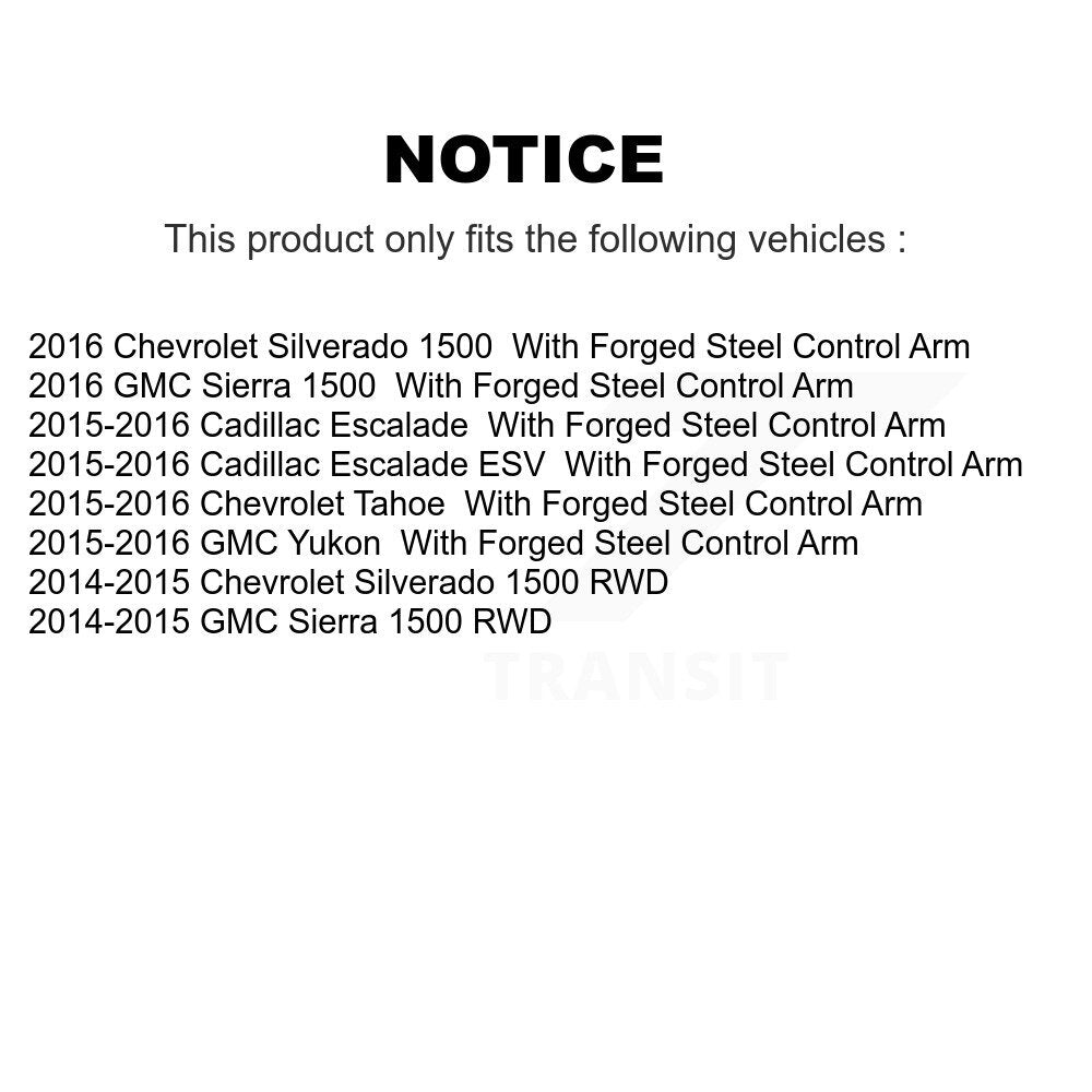 [Avant] Kit d'ensemble de bras de suspension et joint à rotule pour Chevrolet Silverado 1500 GMC Sierra Tahoe KTR-101722