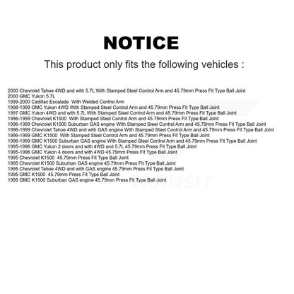 [Avant] Kit de Rotule de suspension pour Chevrolet K1500 Tahoe GMC Suburban Yukon Cadillac Escalade KTR-101787