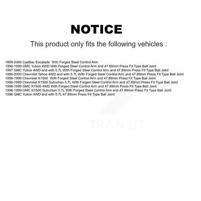 [Avant] Kit de Rotule de suspension pour Chevrolet K1500 Tahoe GMC Suburban Yukon Cadillac Escalade KTR-101788
