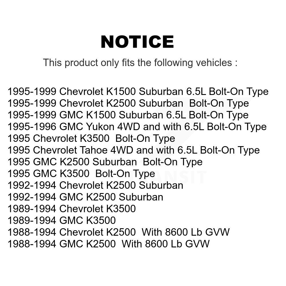 [Avant] Kit de Rotule de suspension pour Chevrolet K1500 Suburban K2500 GMC K3500 Tahoe Yukon KTR-101789
