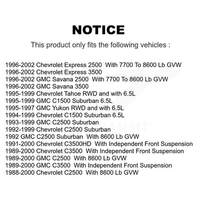 [Avant] Kit de Rotule de suspension pour Chevrolet Tahoe GMC C2500 C3500 Express 3500 C1500 Suburban 2500 Savana Yukon KTR-101790