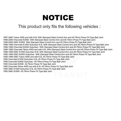 [Avant] Kit de Rotule de suspension pour Chevrolet Tahoe K1500 Suburban GMC K3500 Yukon K2500 KTR-101791