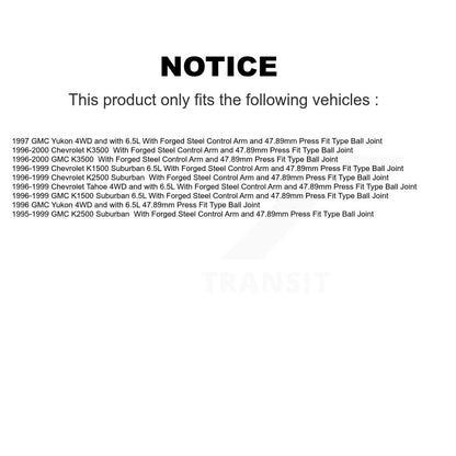 [Avant] Kit de Rotule de suspension pour Chevrolet Tahoe K1500 Suburban GMC K3500 K2500 Yukon KTR-101792