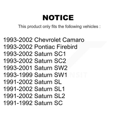 [Avant] Kit d'extrémité de biellette de direction pour Saturn Chevrolet Camaro SL2 Pontiac Firebird SL1 SC2 SL SC1 SW2 SW1 SC KTR-101865