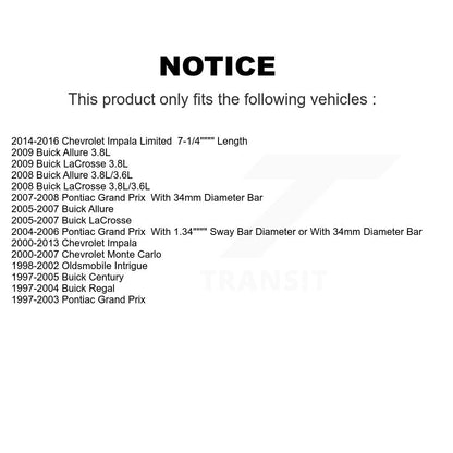 [Avant + Arrière] Kit de biellette de barre stabilisatrice de suspension pour Chevrolet Impala Buick Pontiac Grand Prix Century LaCrosse Monte Carlo Limited Regal Oldsmobile Intrigue Allure KTR-101993