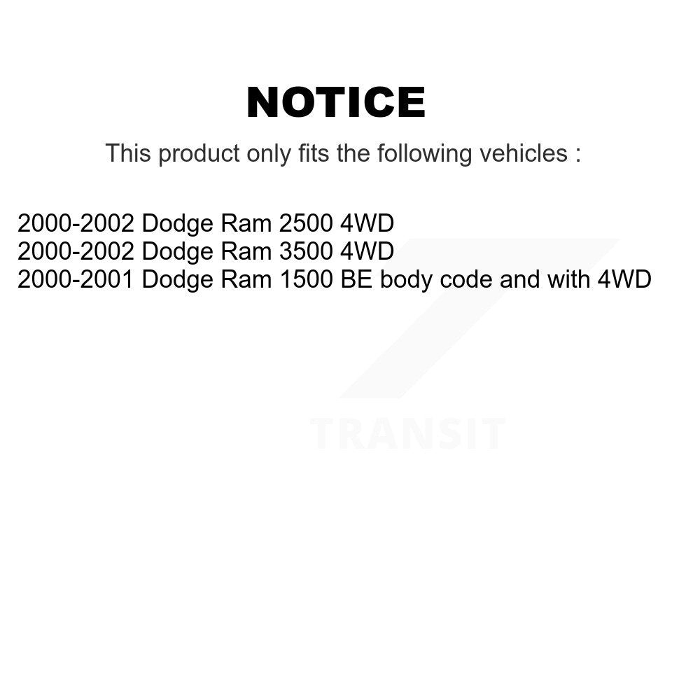 [Avant + Arrière] Kit de biellette de barre stabilisatrice de suspension pour 2000-2002 Dodge Ram 2500 3500 4WD KTR-102030