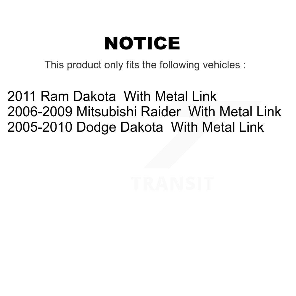[Avant + Arrière] Kit de biellette de barre stabilisatrice de suspension pour Dodge Dakota Mitsubishi Raider KTR-102059