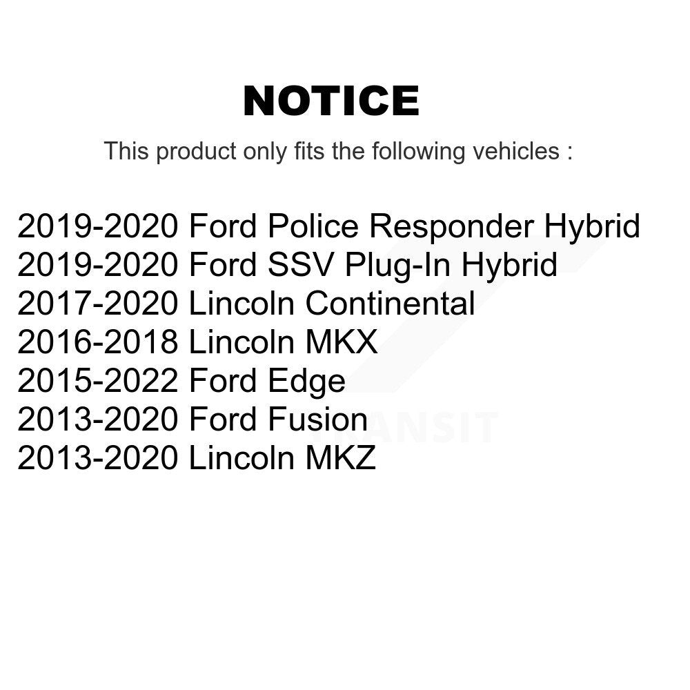 [Avant + Arrière] Kit de biellette de barre stabilisatrice de suspension pour Ford Fusion Edge Lincoln MKZ MKX Continental Police Responder Hybrid SSV Plug-In KTR-102084