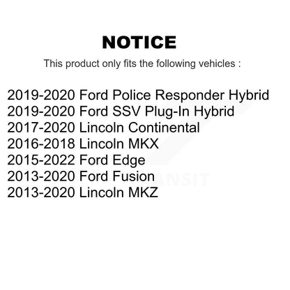 [Avant + Arrière] Kit de biellette de barre stabilisatrice de suspension pour Ford Fusion Edge Lincoln MKZ MKX Continental Police Responder Hybrid SSV Plug-In KTR-102084