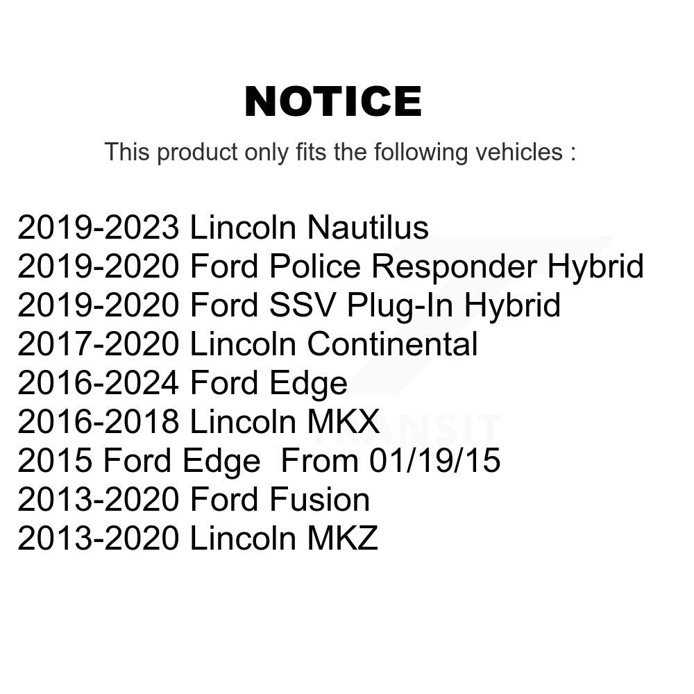 [Avant + Arrière] Kit de biellette de barre stabilisatrice de suspension pour Ford Fusion Edge Lincoln MKZ MKX Continental Police Responder Hybrid SSV Plug-In KTR-102084