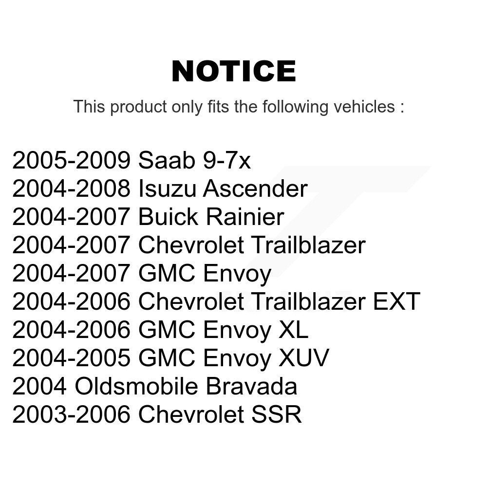 [Avant + Arrière] Kit de biellette de barre stabilisatrice de suspension pour Chevrolet Trailblazer GMC Envoy EXT XL Buick Rainier XUV SSR Isuzu Ascender Saab 9-7x Oldsmobile Bravada KTR-102184