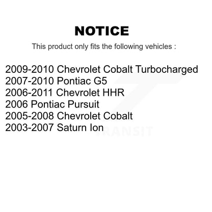 [Inférieur arrière] Kit de Bague de bras de suspension pour Chevrolet Cobalt HHR Saturn Ion Pontiac G5 Pursuit KTR-102221