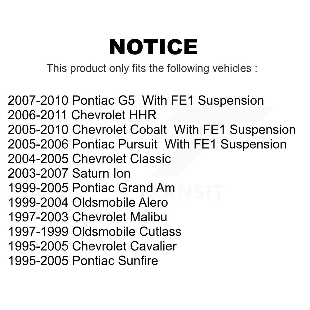 [Inférieur avant vers l'arrière] Kit de Bague de bras de suspension pour Chevrolet Cobalt Cavalier Pontiac HHR Grand Am Saturn Ion Malibu Oldsmobile Alero Sunfire Classic G5 Cutlass Pursuit KTR-102249