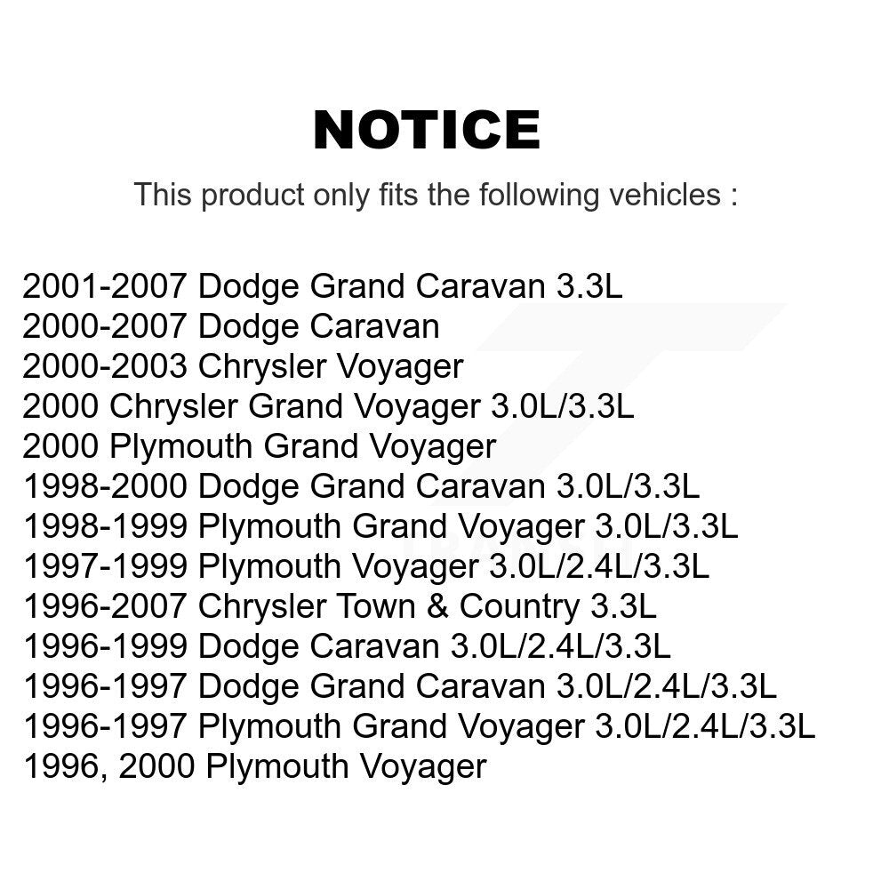 [Inférieur avant vers l'arrière] Kit de Bague de bras de suspension pour Dodge Grand Caravan Chrysler Town & Country Plymouth Voyager KTR-102253