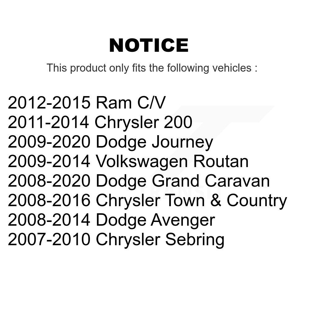 [Inférieur avant vers l'avant] Kit de Bague de bras de suspension pour Dodge Chrysler Grand Caravan Journey Town & Country Avenger 200 Sebring Ram C/V KTR-102272