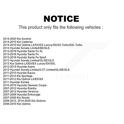 [Arrière au moyeu (inférieur)] Kit de Bague de bras de suspension arrière pour Hyundai Kia Sonata Optima Sorento Elantra Santa Fe Sport Sedona Sportage Genesis Coupe Rondo Veracruz Entourage Azera Cadenza Equus XL KTR-102280