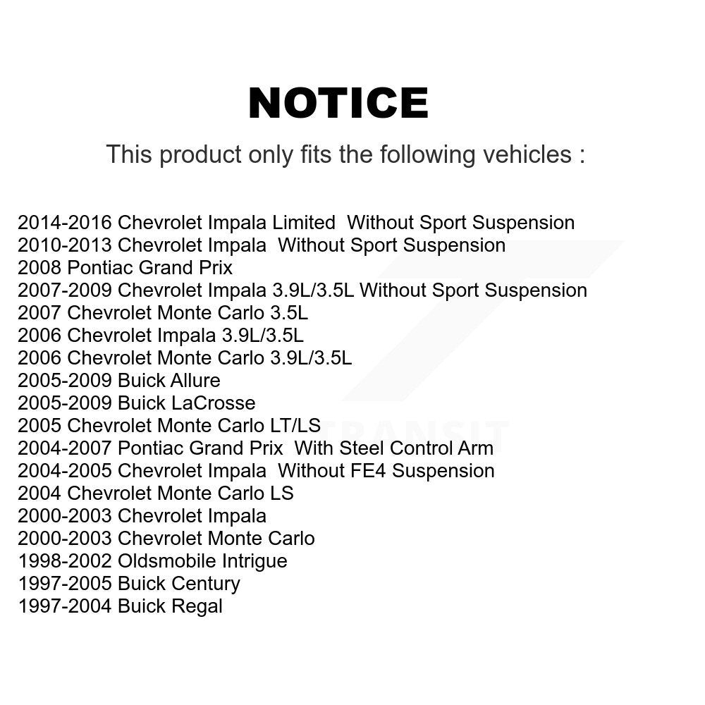 [Avant] Kit de Rotule de suspension pour Chevrolet Impala Buick Century Pontiac Grand Prix LaCrosse Monte Carlo Limited Regal Oldsmobile Intrigue Allure KTR-102344
