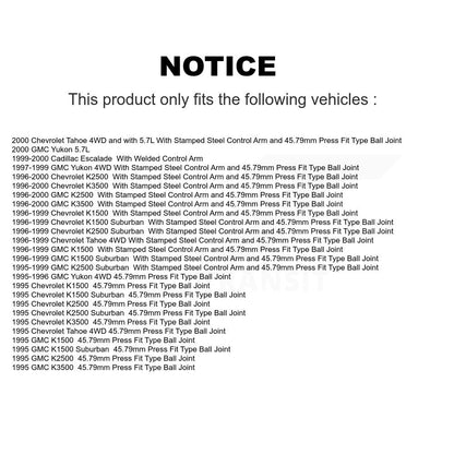 [Avant] Kit de Rotule de suspension pour Chevrolet K1500 GMC Tahoe Suburban K2500 Yukon K3500 Cadillac Escalade KTR-102356