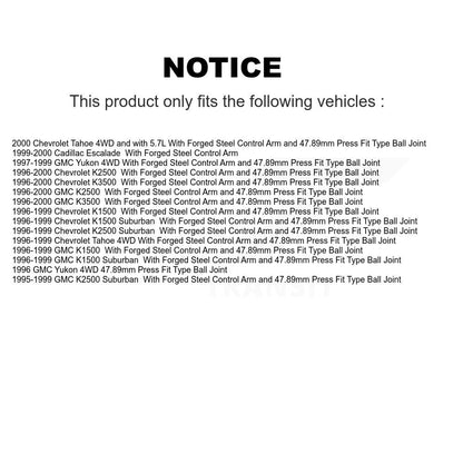 [Avant] Kit de Rotule de suspension pour Chevrolet K1500 GMC Tahoe Suburban K2500 K3500 Yukon Cadillac Escalade KTR-102357