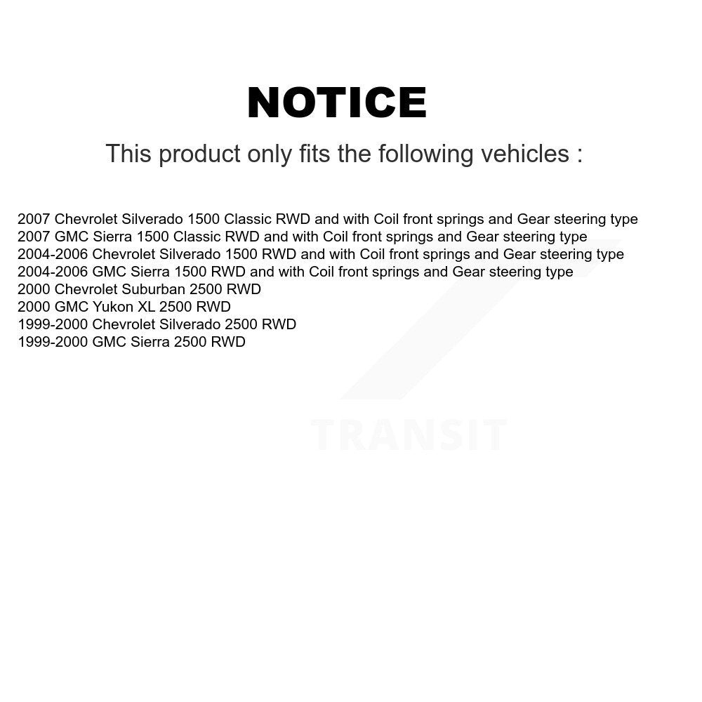 [Avant] Kit de Rotule de suspension pour Chevrolet Silverado 1500 GMC Sierra Classic 2500 Suburban Yukon XL KTR-102360