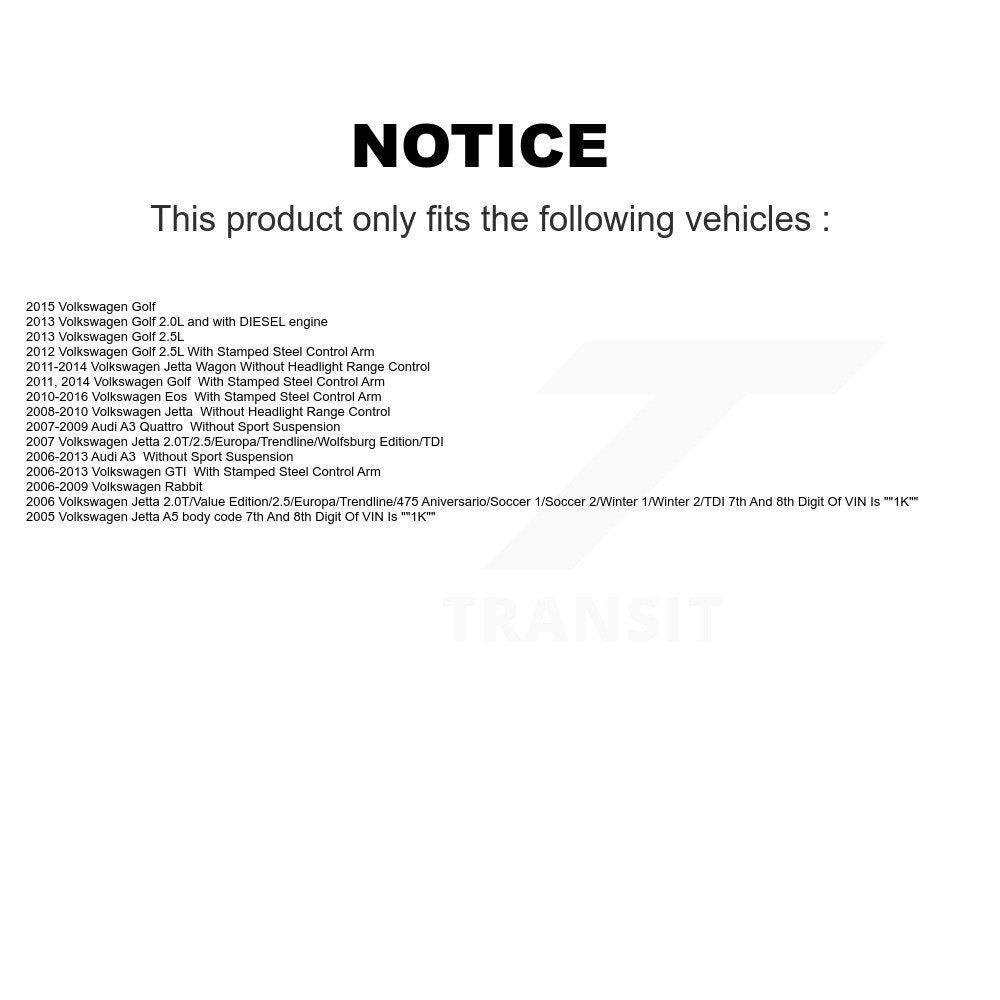 [Avant] Kit de Bras de suspension pour Volkswagen Jetta GTI Golf Rabbit Audi A3 Eos Quattro KTR-102580