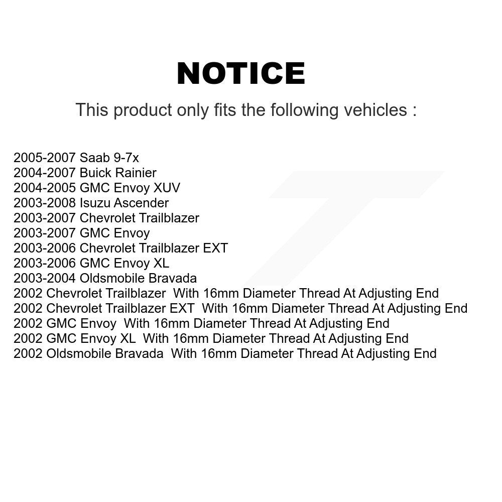 [Avant] Kit d'ensemble de bras de suspension et joint à rotule pour Chevrolet Trailblazer GMC Envoy EXT XL Buick Rainier Oldsmobile Bravada XUV Isuzu Ascender Saab 9-7x KTR-102639