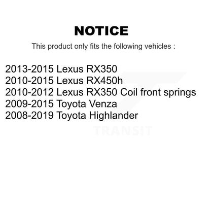 [Avant] Kit d'ensemble de bras de suspension et joint à rotule pour Toyota Highlander Lexus RX350 Venza RX450h KTR-102698