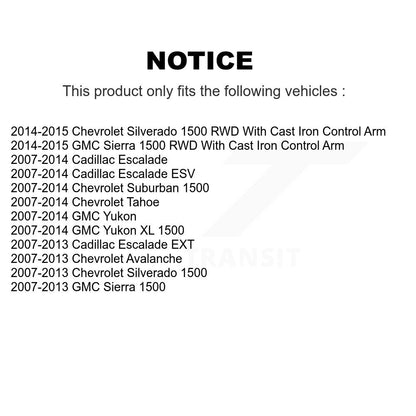 [Avant] Kit d'ensemble de bras de suspension et joint à rotule pour Chevrolet Silverado 1500 GMC Sierra Tahoe Suburban Yukon Cadillac XL Avalanche Escalade ESV EXT KTR-102830