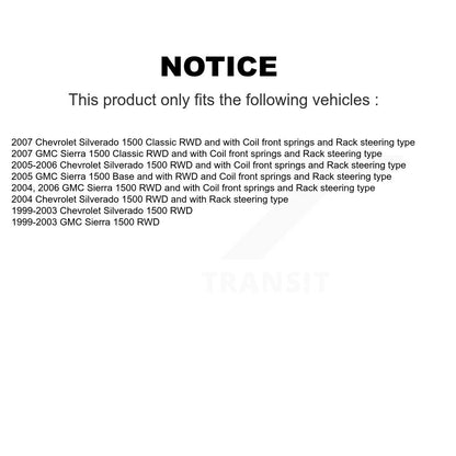 [Avant] Kit d'ensemble de bras de suspension et joint à rotule pour Chevrolet Silverado 1500 GMC Sierra Classic KTR-102845