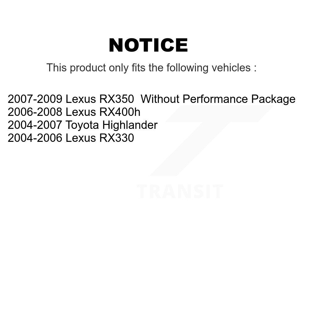 [Avant] Kit d'ensemble de bras de suspension et joint à rotule pour Lexus Toyota Highlander RX350 RX330 RX400h KTR-102857