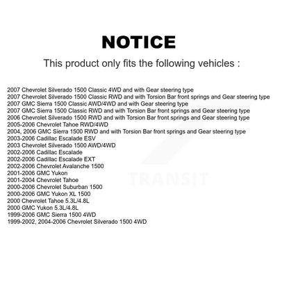 [Avant] Kit d'ensemble de bras de suspension et joint à rotule pour Chevrolet Silverado 1500 GMC Tahoe Sierra Suburban Yukon Avalanche XL Cadillac Classic Escalade ESV EXT KTR-102866