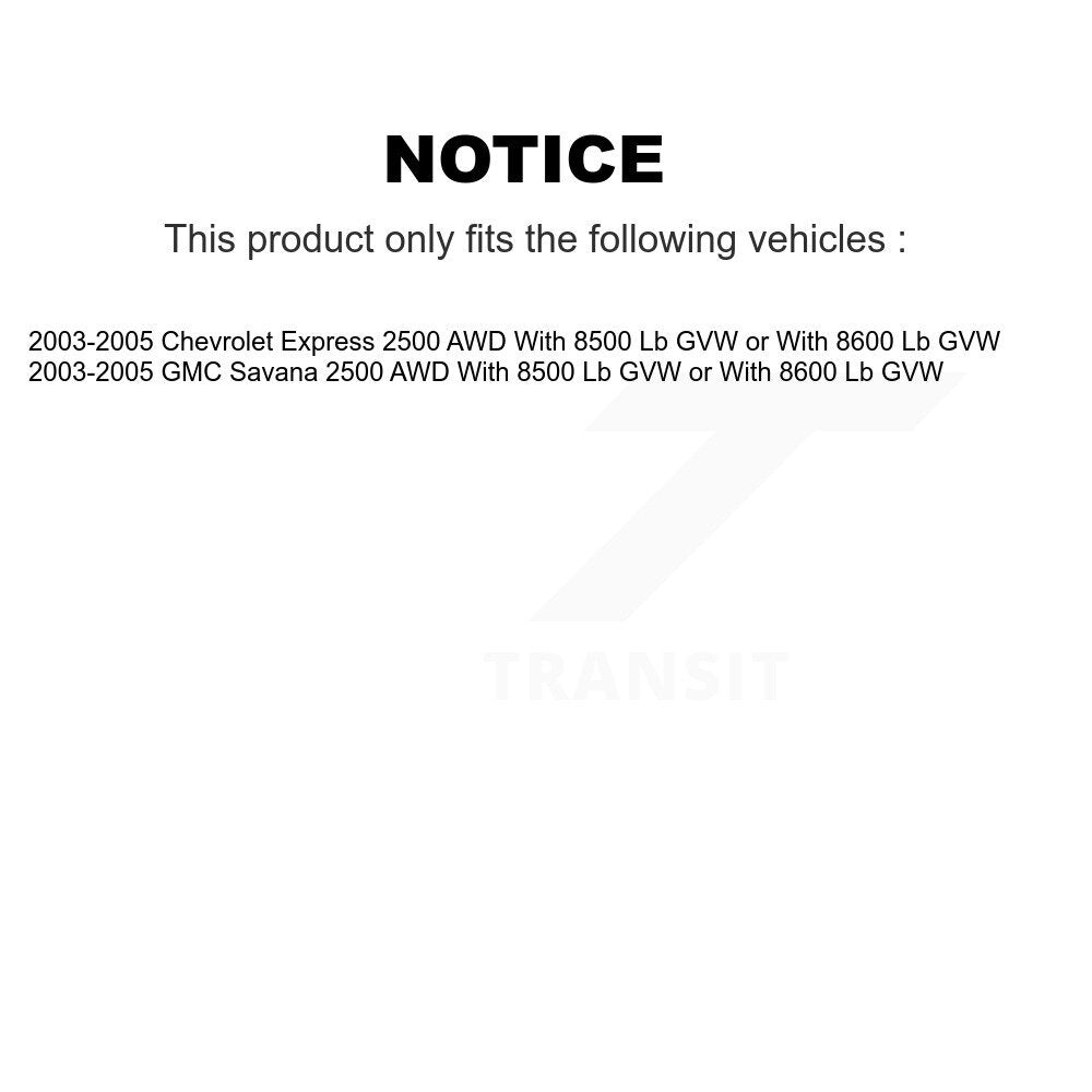 [Avant] Kit d'ensemble de bras de suspension et joint à rotule pour 2003-2005 Chevrolet Express 2500 GMC Savana avec 8500 Lb GVW or 8600 AWD KTR-102867