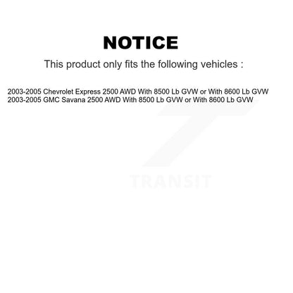 [Avant] Kit d'ensemble de bras de suspension et joint à rotule pour 2003-2005 Chevrolet Express 2500 GMC Savana avec 8500 Lb GVW or 8600 AWD KTR-102867